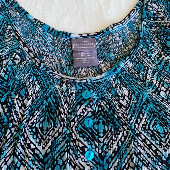 Laura Scott Geometric Print Smocked Blouse - Picture 9 of 14